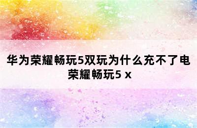 华为荣耀畅玩5双玩为什么充不了电 荣耀畅玩5 x